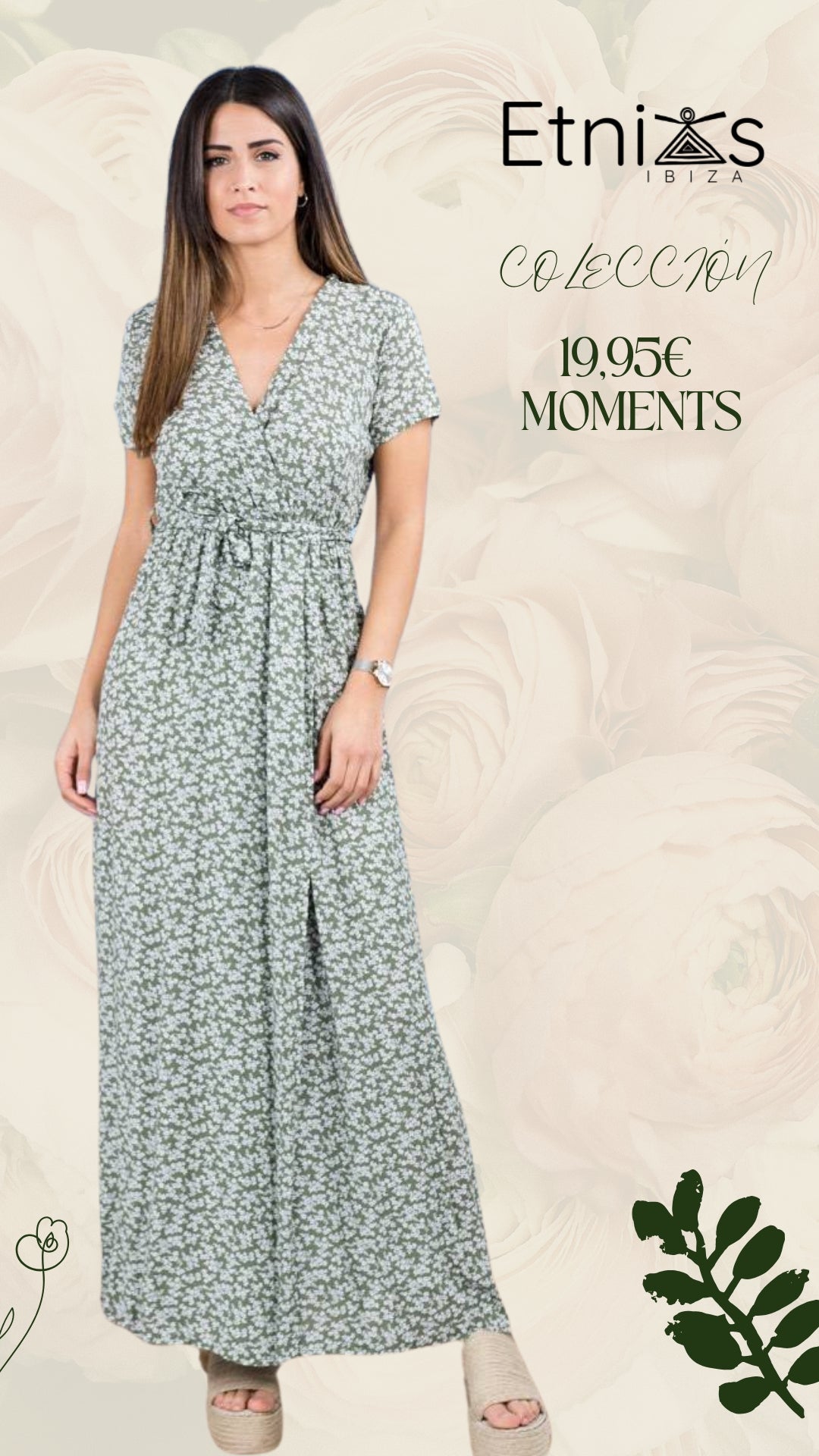 Vestido cruzado largo flores mini – 4 colores disponibles