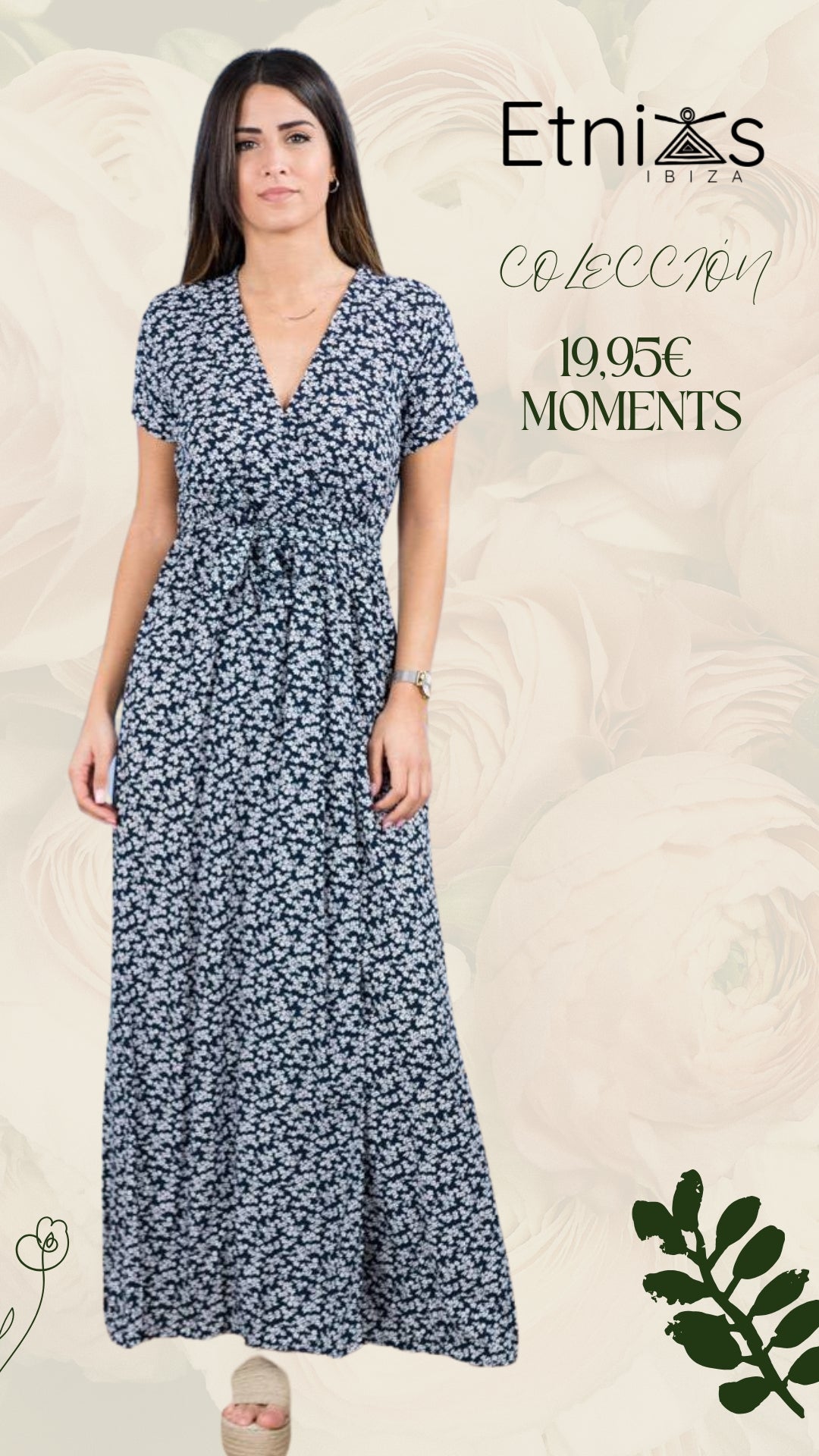 Vestido cruzado largo flores mini – 4 colores disponibles
