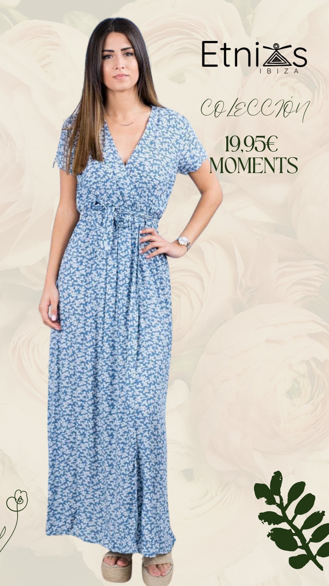 Vestido cruzado largo flores mini – 4 colores disponibles