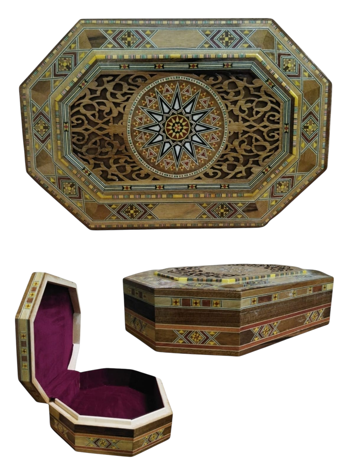 Cofre de mosaico de Damasco 32 X 22 X 8 CM