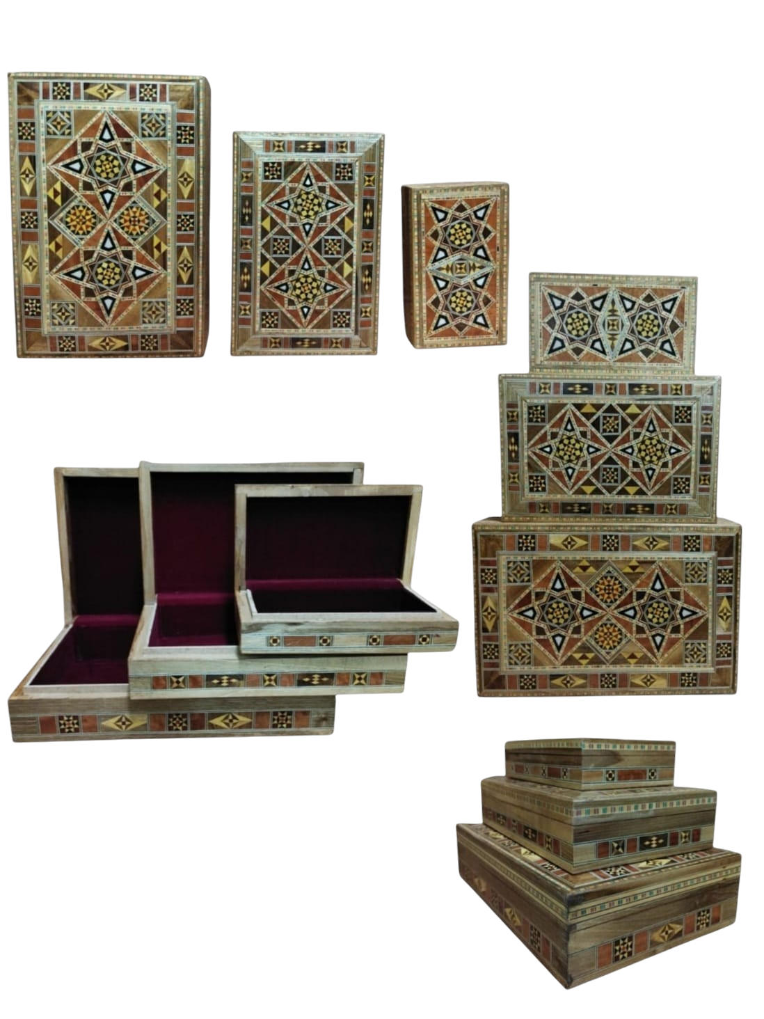 Set 3 Cofres de mosaico de Damasco
