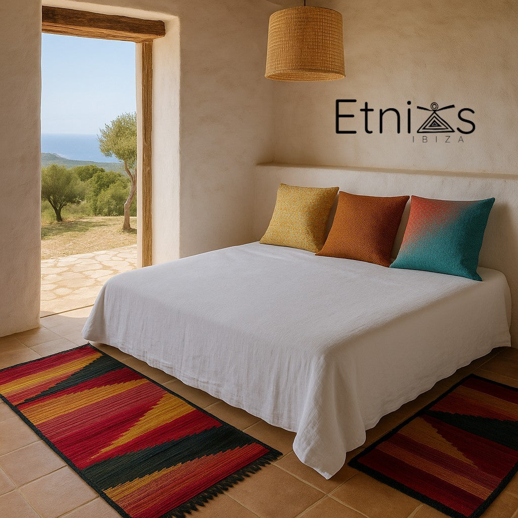 Ethnic Rug 48x102 cm – Handmade cotton with fringes