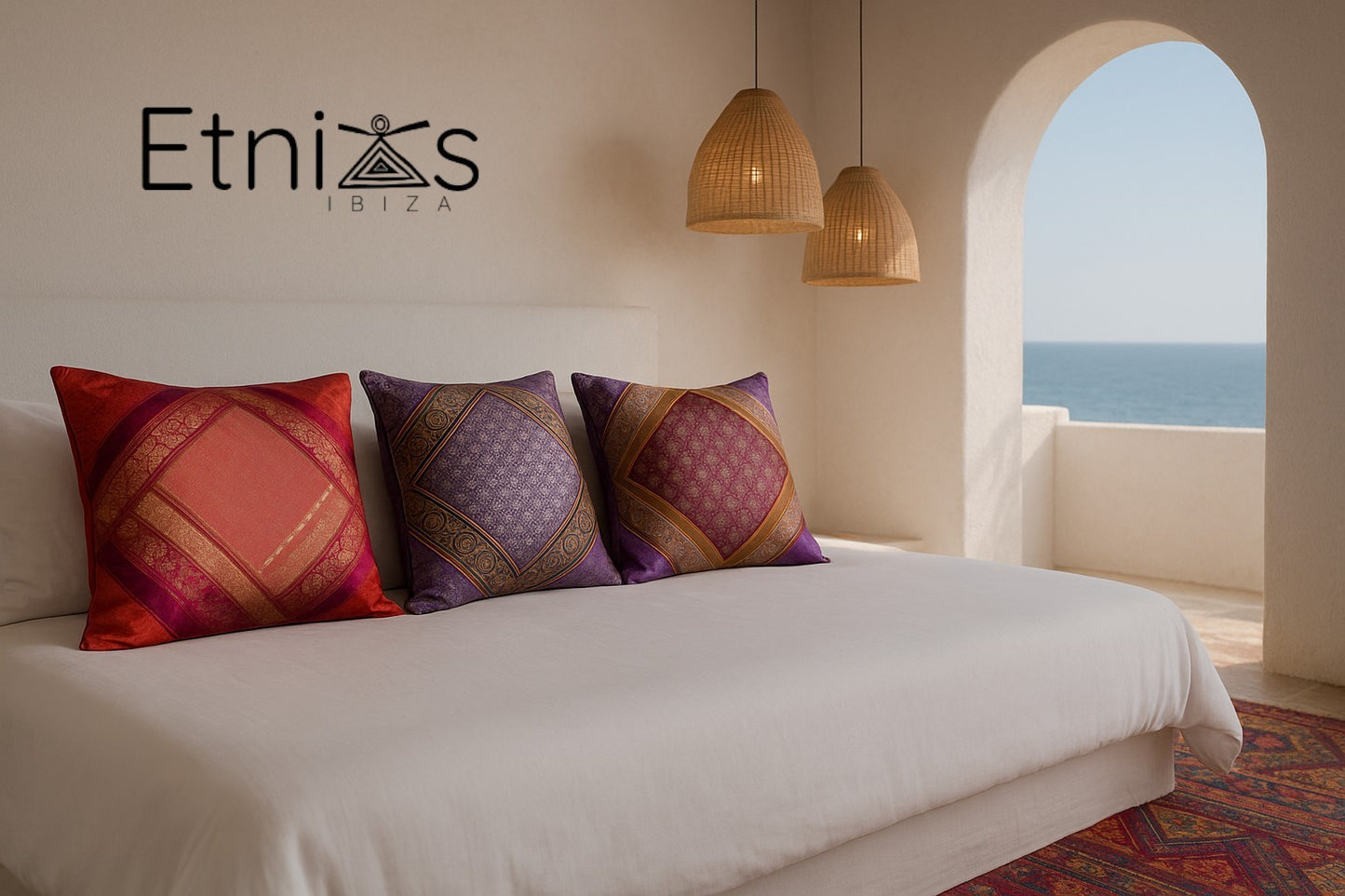 Set of 4 Silk Cushion Covers "1001 Nights" - 45x45 cm