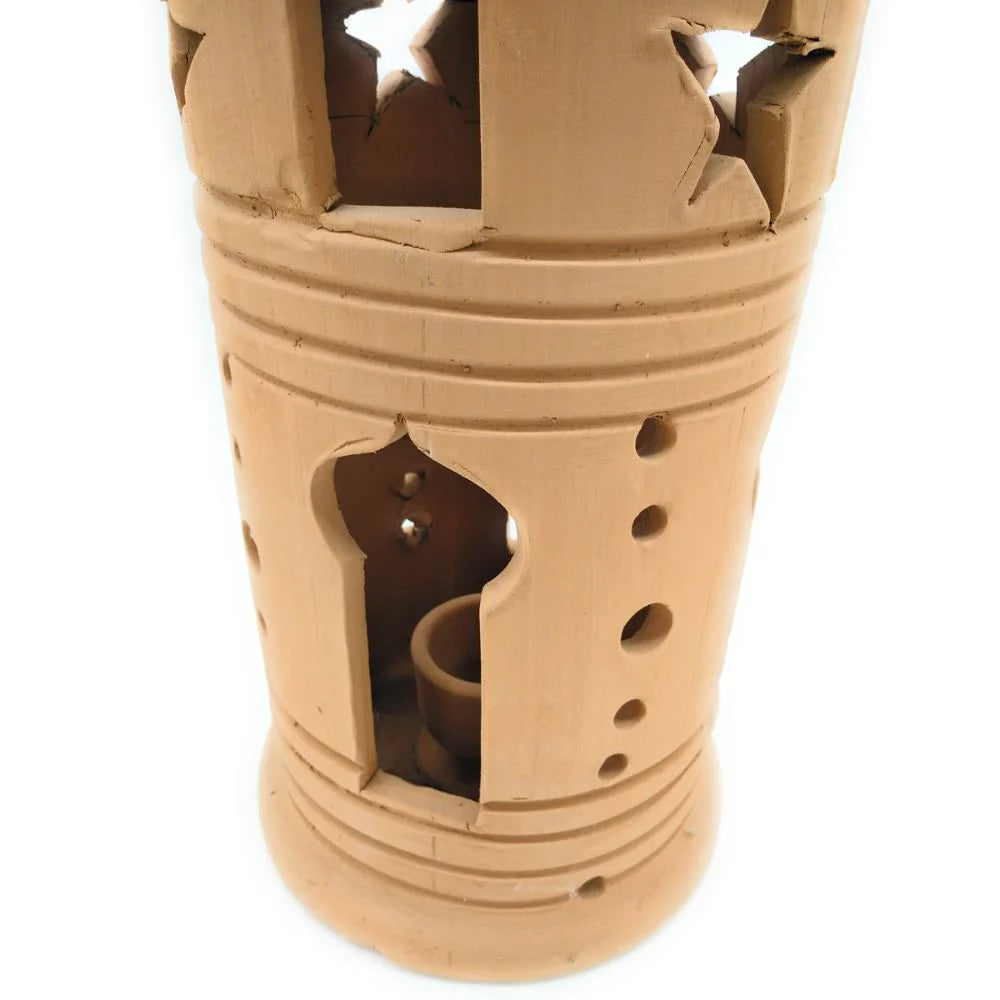 Lámpara Farol Artesanal de Arcilla Natural Estrella Tierra – 60 x 20 cm