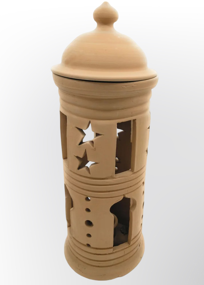 Lámpara Farol Artesanal de Arcilla Natural Estrella Tierra – 60 x 20 cm