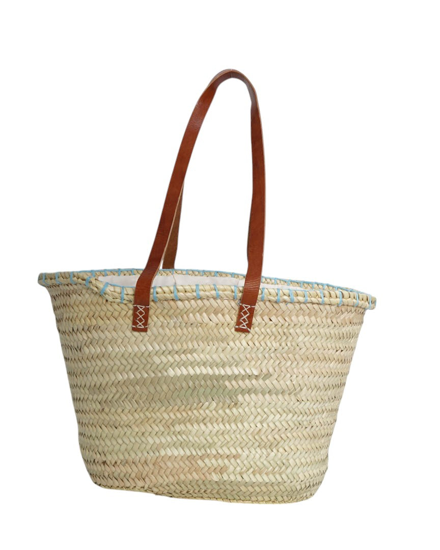 White Eye Basket · Natural Palm & Leather