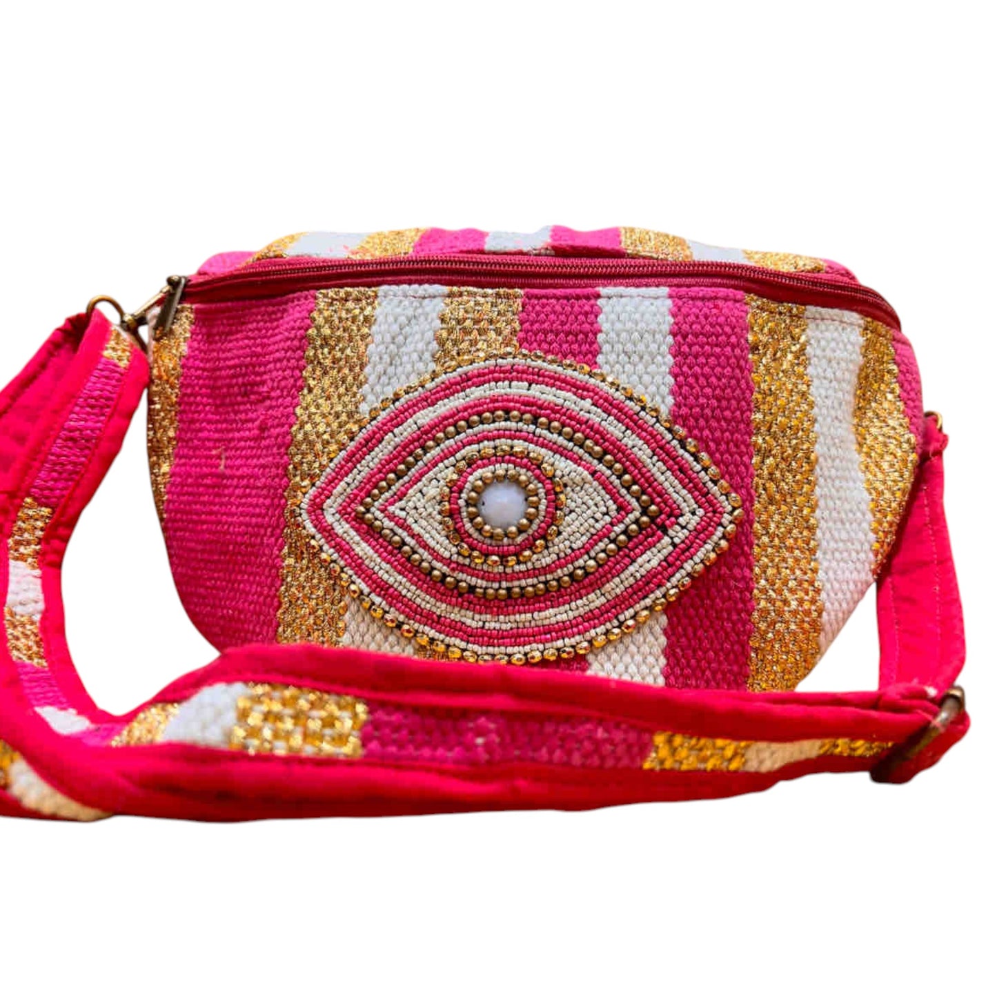 White Eye Basket · Natural Palm & Leather