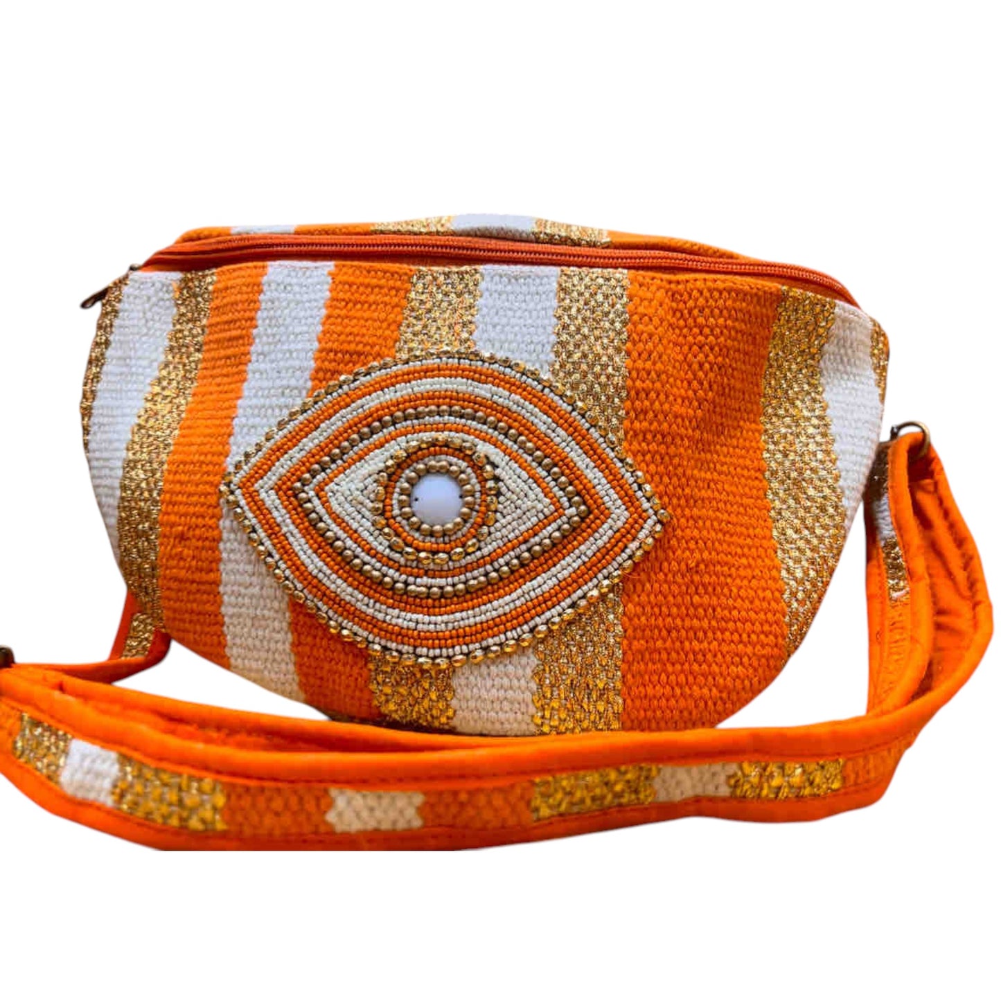 White Eye Basket · Natural Palm & Leather