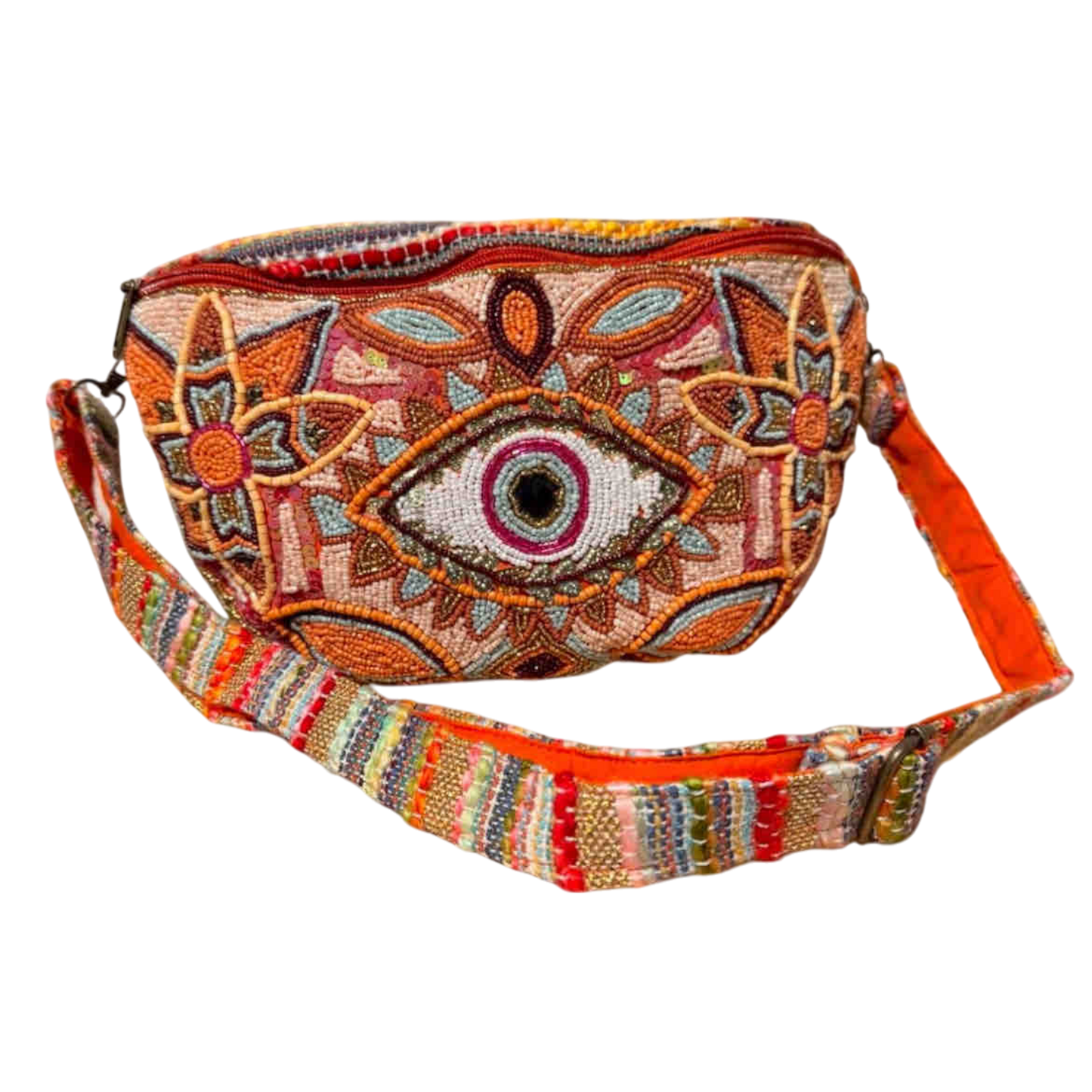 White Eye Basket · Natural Palm & Leather