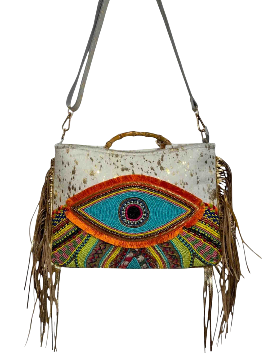 White Eye Basket · Natural Palm & Leather