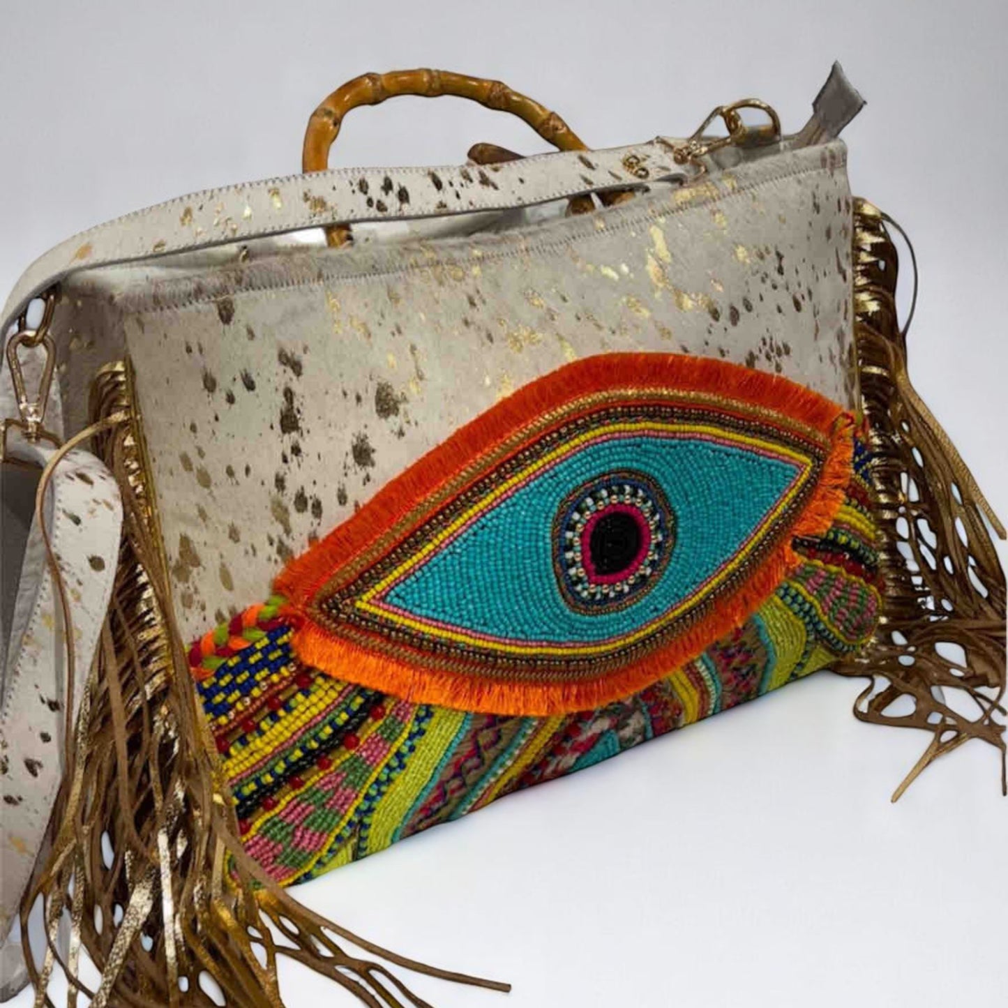 White Eye Basket · Natural Palm & Leather