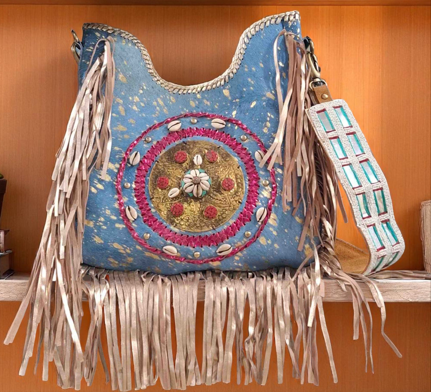 White Eye Basket · Natural Palm & Leather