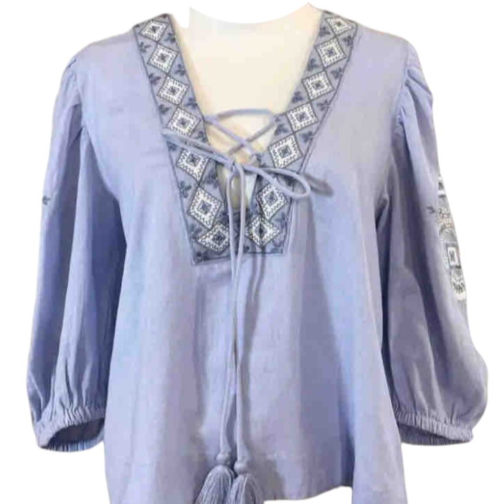Short Embroidered Dress in Blue or Emerald Green with Gold Sparkles