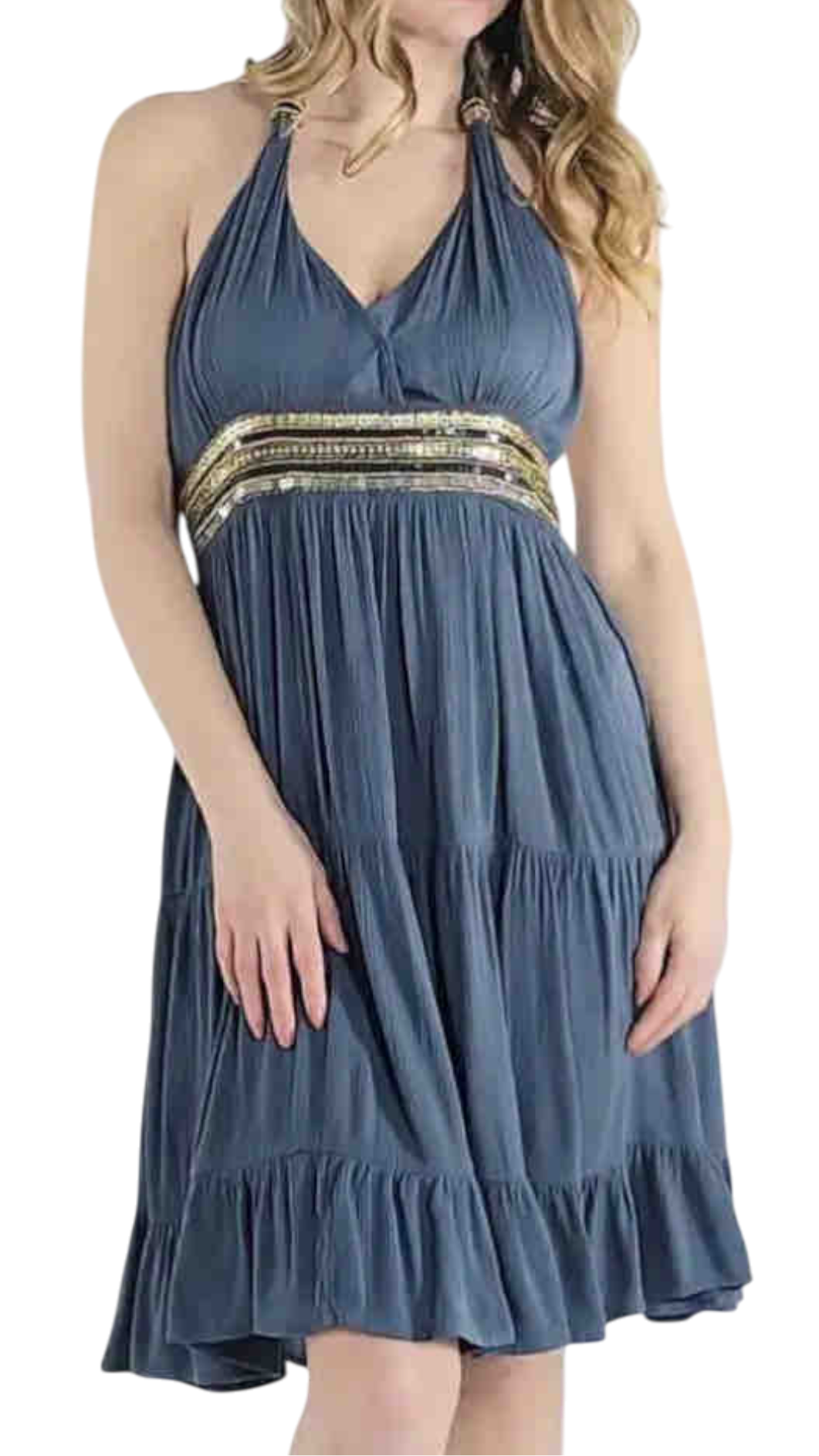 Vestido Largo o Corto de Algodón con Pedrería