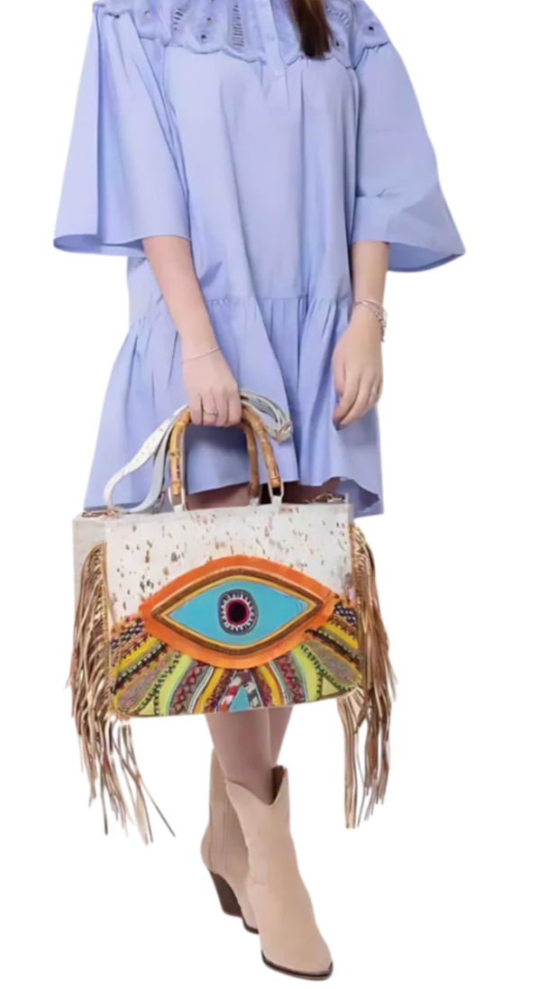 White Eye Basket · Natural Palm & Leather