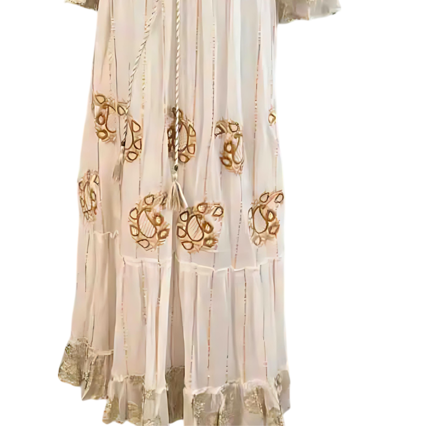 🔥Fuego de Luna – Vestido con bordados dorados y cristales
