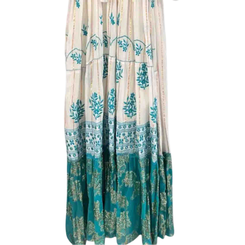 Vestido Largo Bordado "Sol del Trópico" – Verde Turquesa