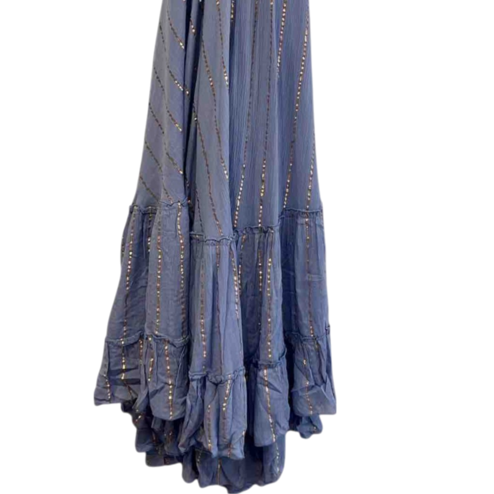 Vestido largo halter con espejos - Azul Índigo