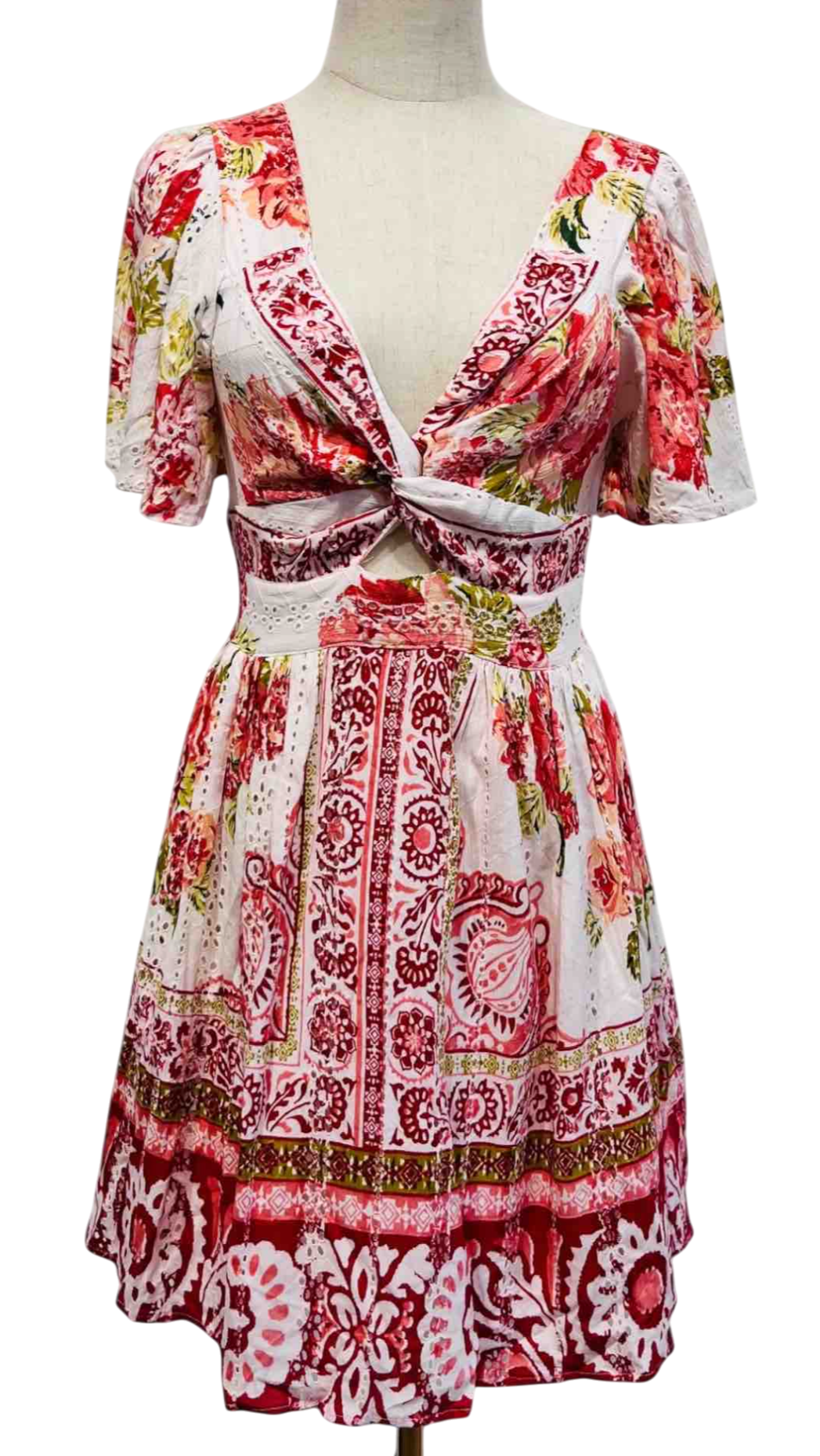 Short Embroidered Dress in Blue or Emerald Green with Gold Sparkles