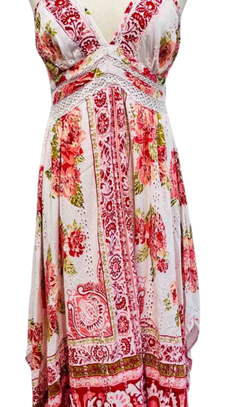 Vestido Largos Bohemio en Algodón bordado