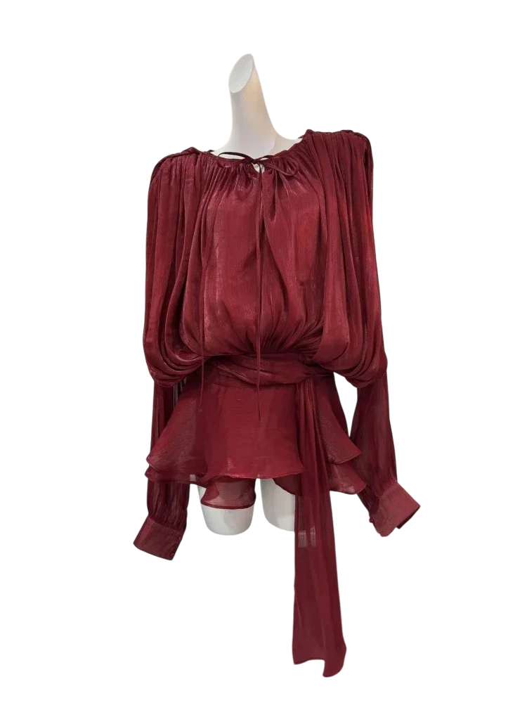 Vestido Mini Satén con Volumen y Lazo Lateral