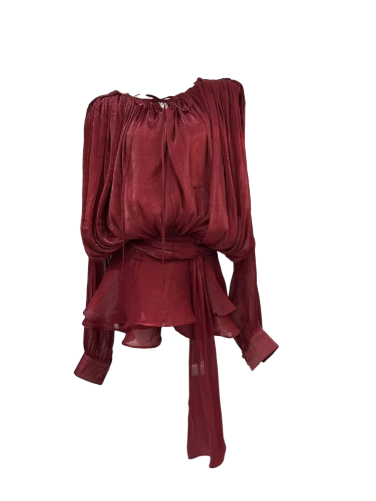 Vestido Mini Satén con Volumen y Lazo Lateral