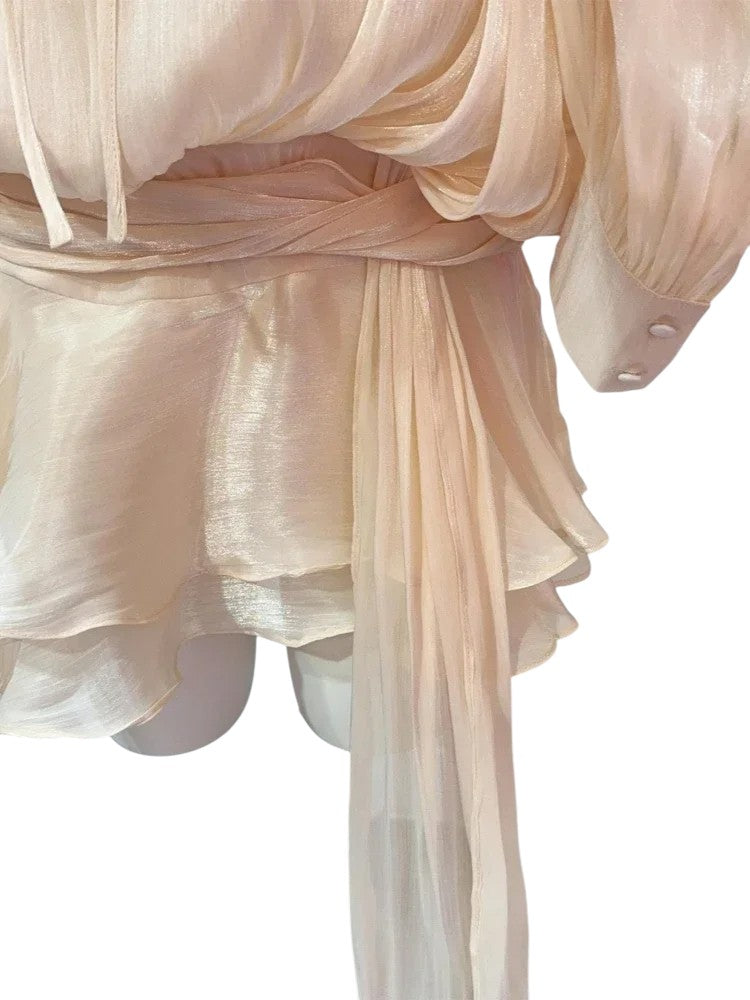 Vestido Mini Satén con Volumen y Lazo Lateral
