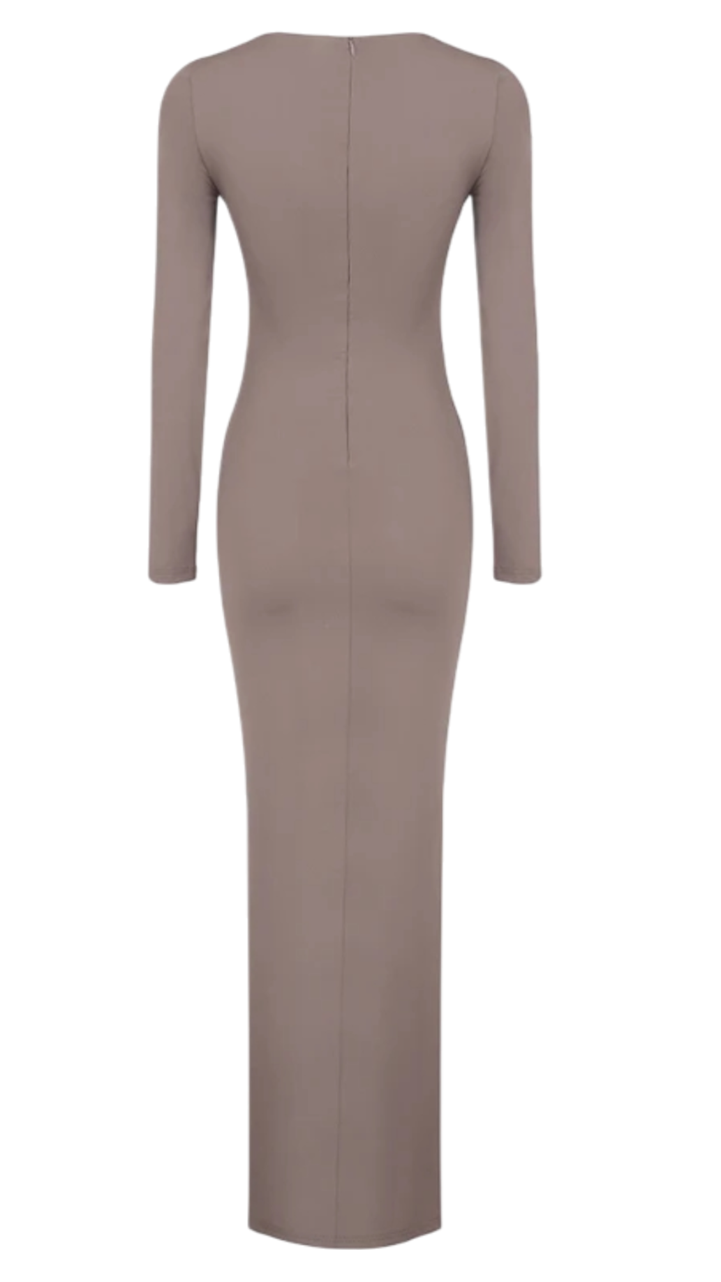 Vestido Largo Drapeado con Nudo Frontal – Chocolate