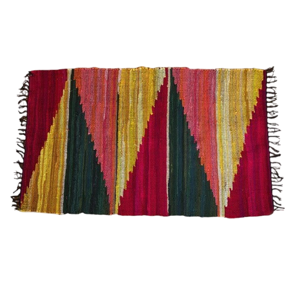 Ethnic Rug 48x102 cm – Handmade cotton with fringes