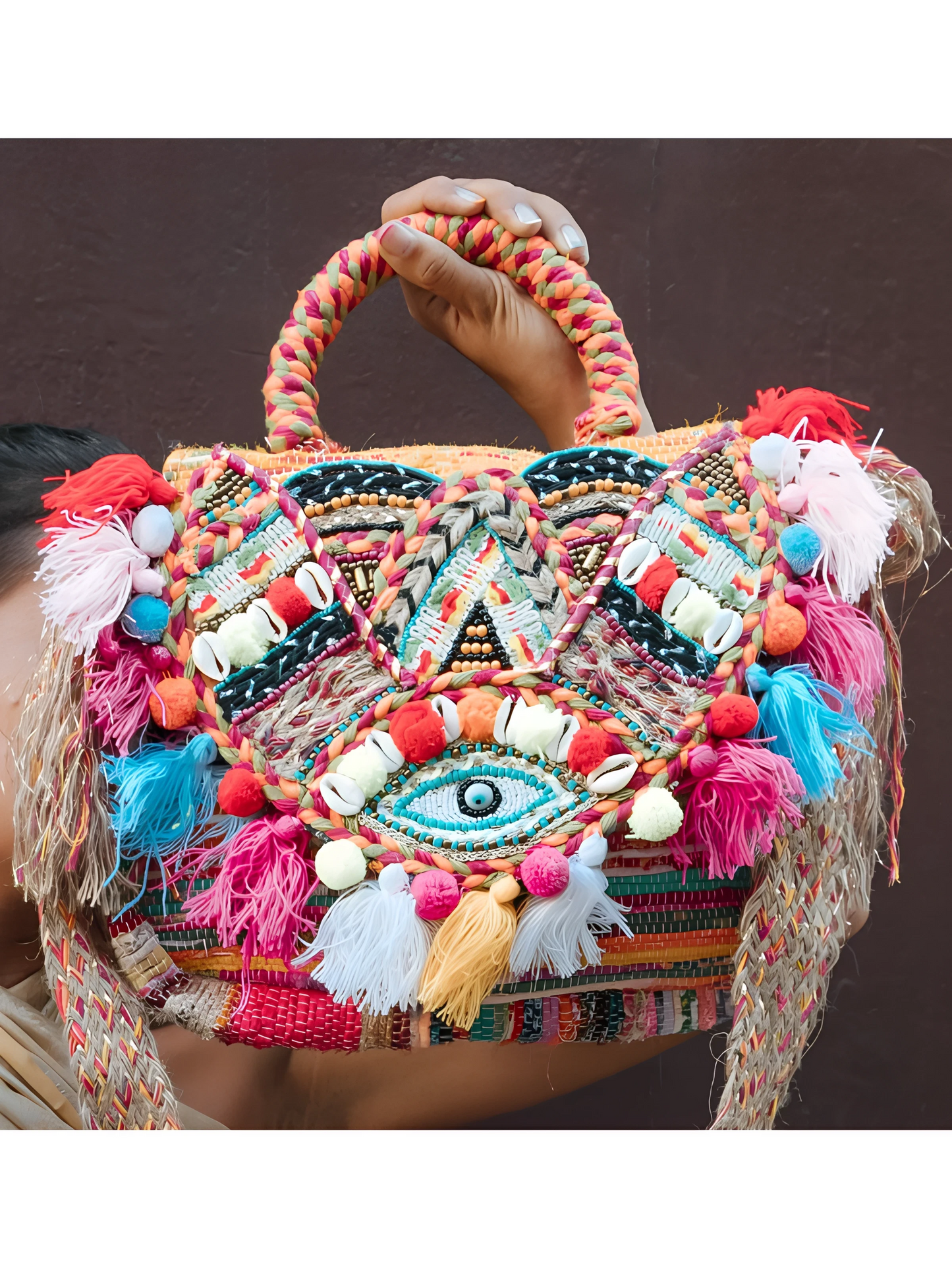 Naya Eyes Handcrafted Bag – Handmade with silks, shells, and protective symbols