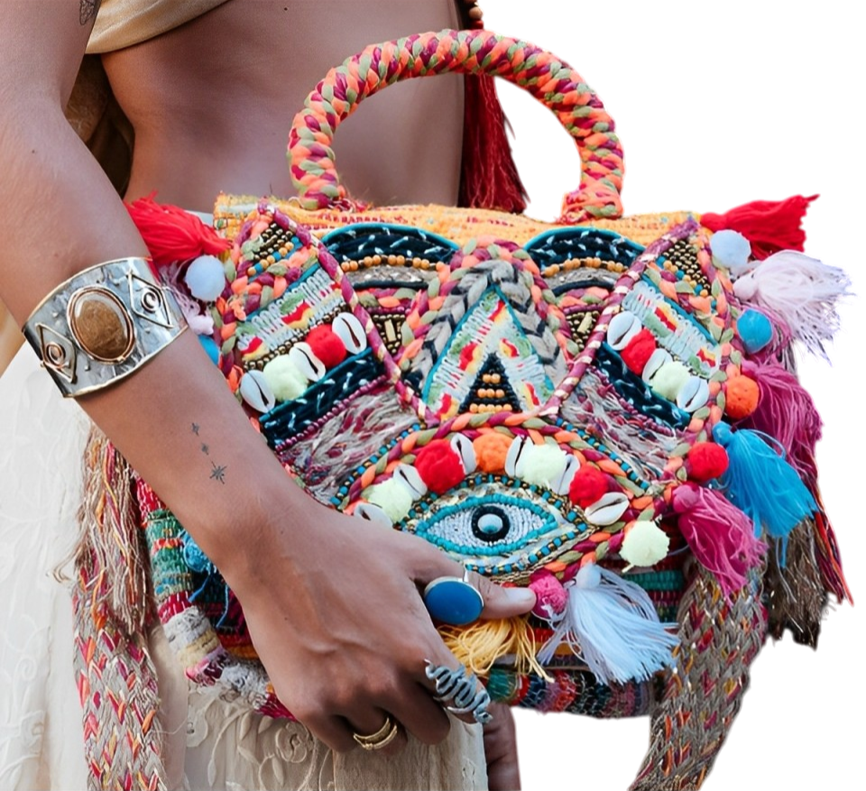 Naya Eyes Handcrafted Bag – Handmade with silks, shells, and protective symbols