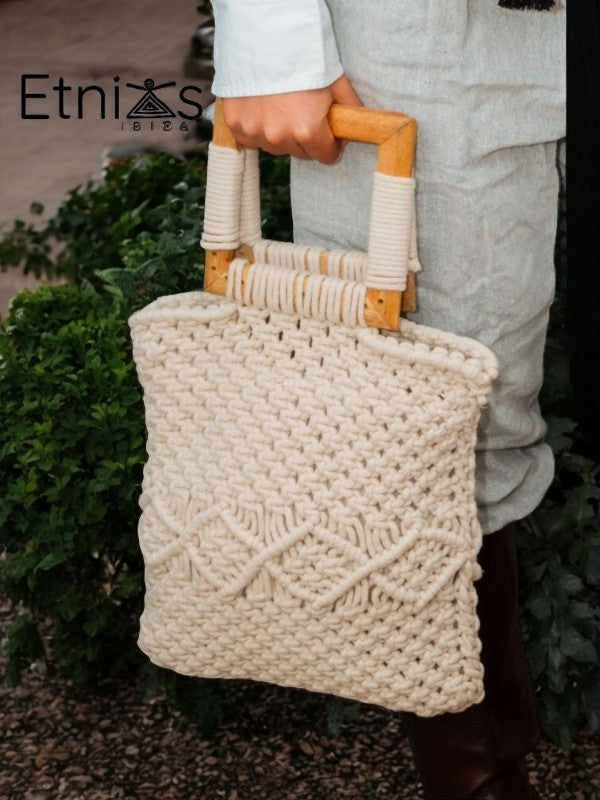 Bolso 'Sa Talaia' – Crochet Artesanal con Asa de Madera