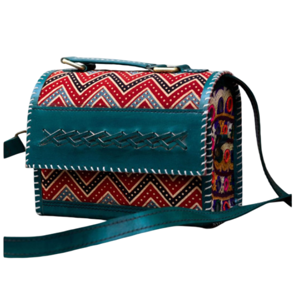 Banjara Soul Bag – Handmade with recycled leather and tribal silks recycled leather and recycled silks India