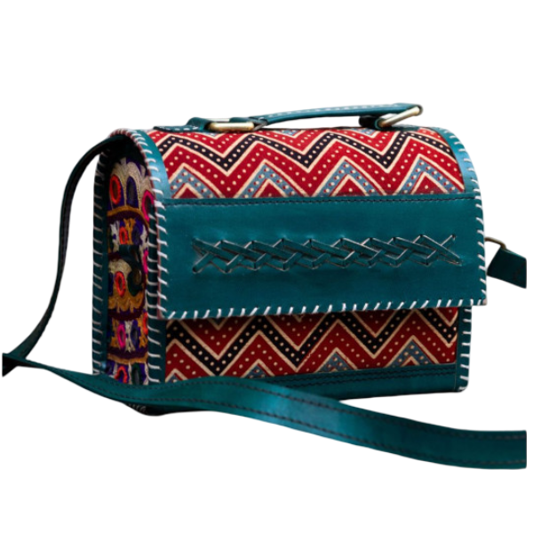 Banjara Soul Bag – Handmade with recycled leather and tribal silks recycled leather and recycled silks India