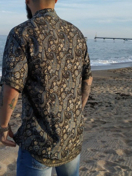 Camisa “Kashi iñigo” – Hombre | Artesanal en Telas de Saree Recicladas · Talla Única