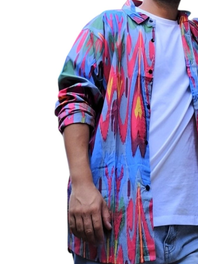 Camisa “Axar” – Hombre | Estampado Tribal Hecha a Mano · 100% Algodón