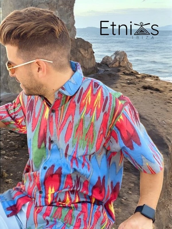 Camisa “Axar” – Hombre | Estampado Tribal Hecha a Mano · 100% Algodón