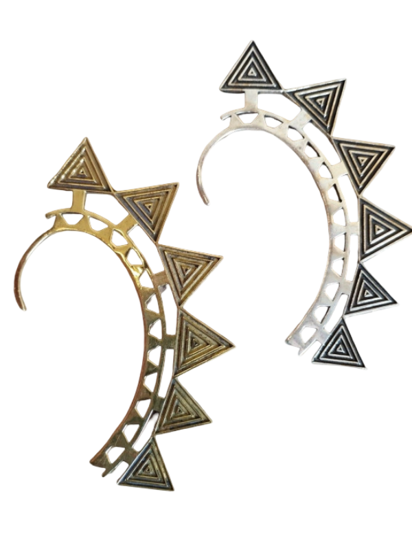 Tria Earcuff, Handcrafted, Silver and Gold
