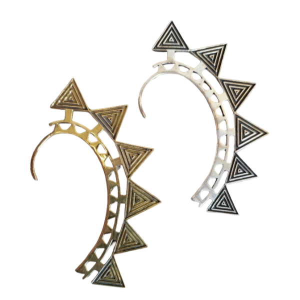 Tria Earcuff, Handcrafted, Silver and Gold
