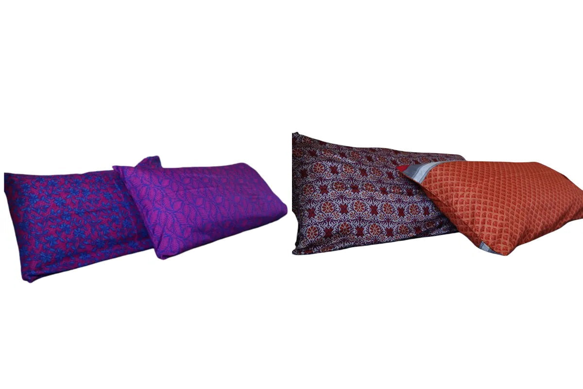 4 Fundas Sedosas de saree reciclado Almohada saree 40x75 cm