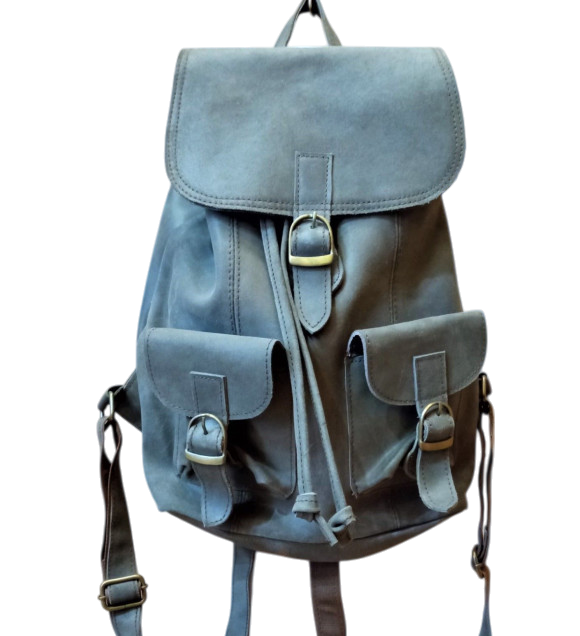 Recycled leather backpack Each piece is unique, with variations in color