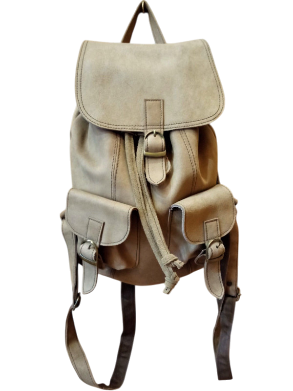 Recycled leather backpack Each piece is unique, with variations in color