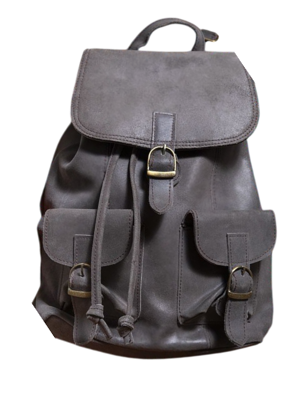 Recycled leather backpack Each piece is unique, with variations in color