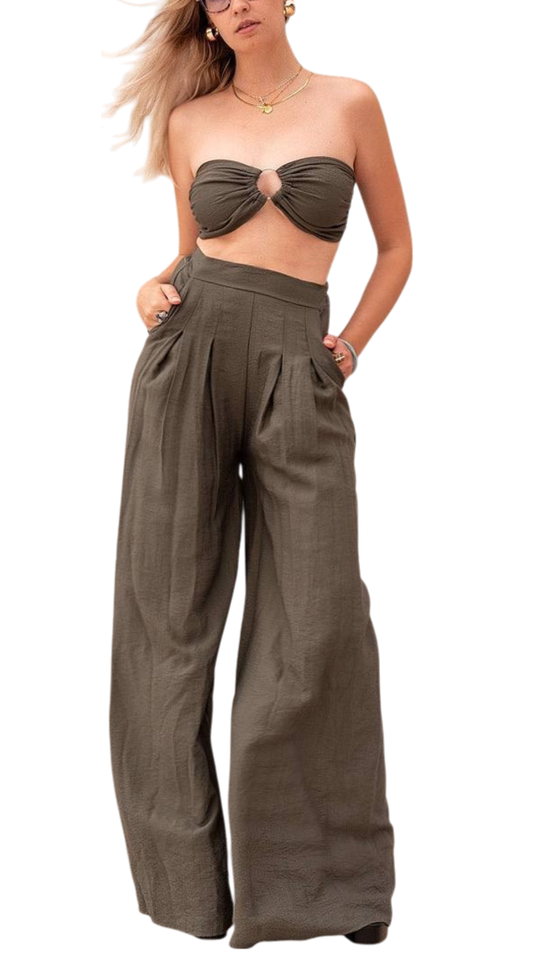 Conjunto 2 piezas anudado + pantalón fluido
