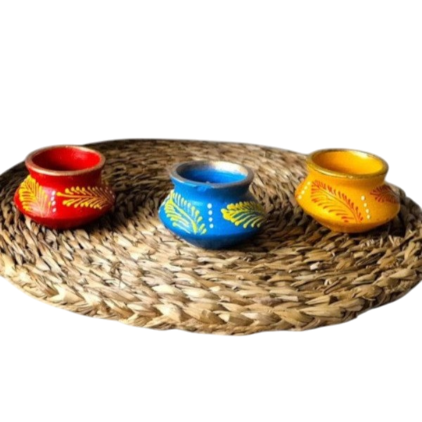 Velas de Terracota 'Luz de Hojas' — Set de 5 unidades artesanales