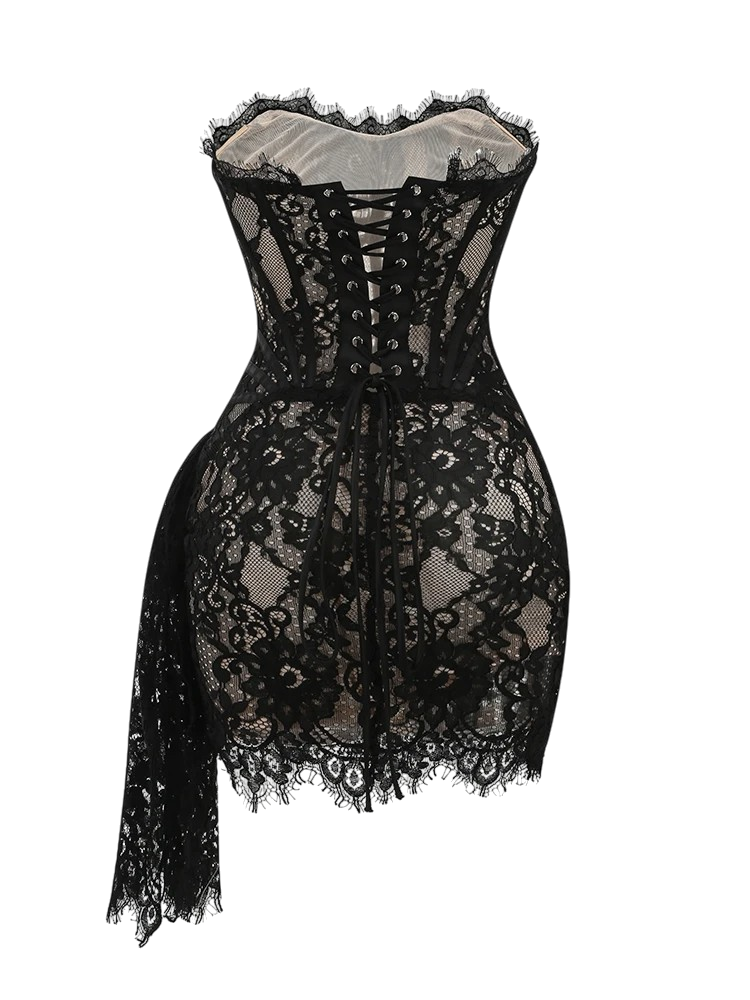 Vestido de Encaje Negro Transformable