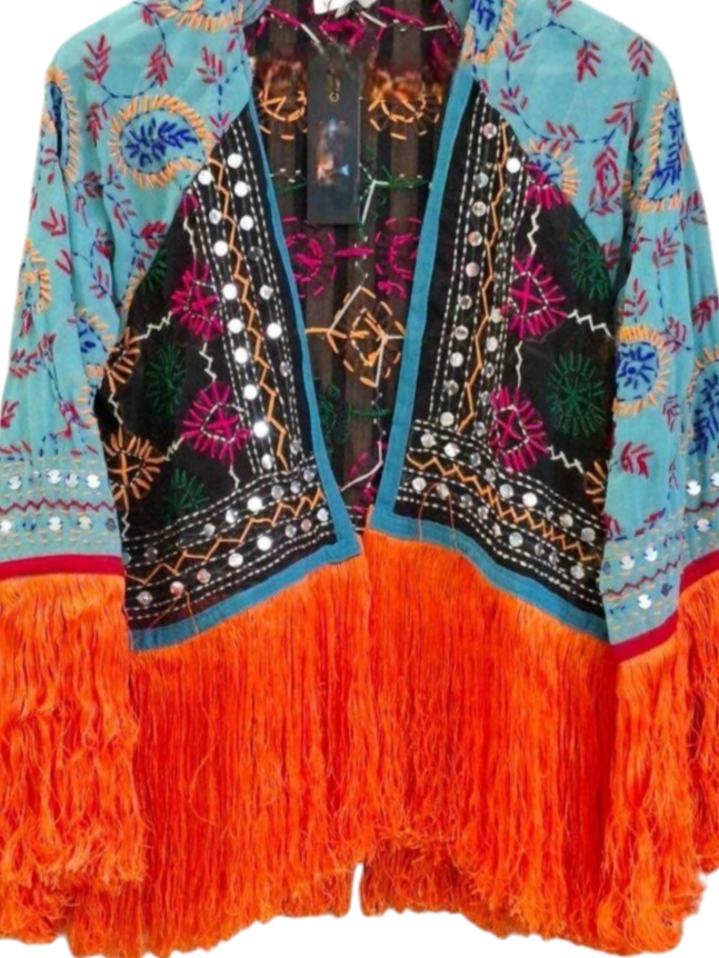Kimono Bordado con Flecos