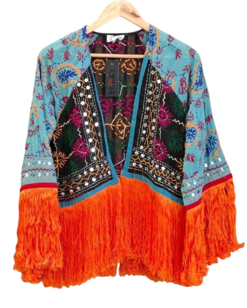 Kimono Bordado con Flecos