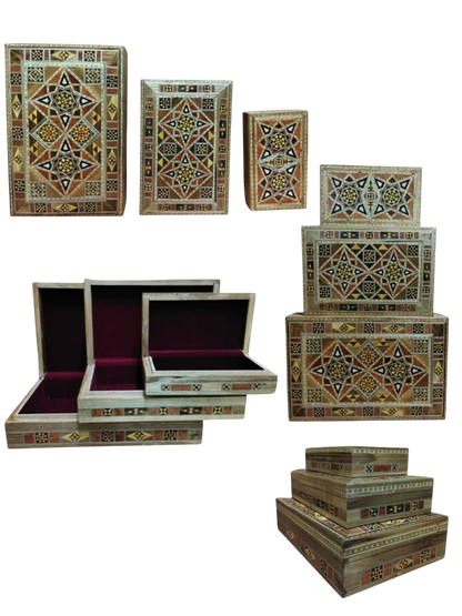 Set 3 Cofres de mosaico de Damasco