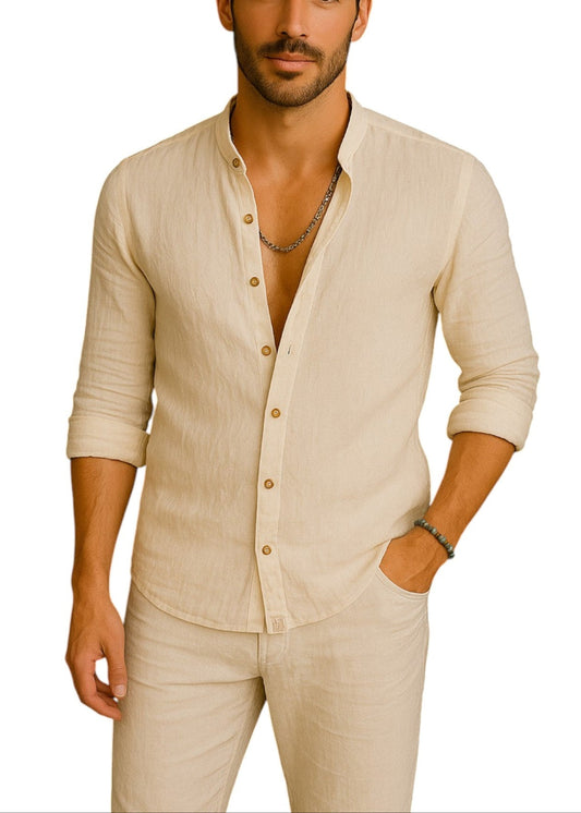 Camisa 100% Lino “Solsticio Blanco” Diseñada y fabricada en España.
